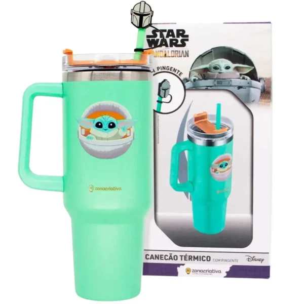 Canecão Copo Térmico c/ Pingente Star Wars - Baby Yoda 1,15L