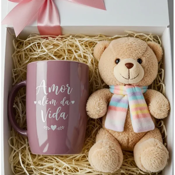 KIT Presente Amor Além Da Vida - Caneca & Pelúcia