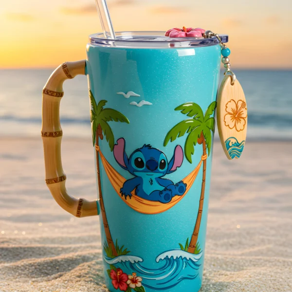 Copo Térmico + Pingente Stitch Praia 1,15L