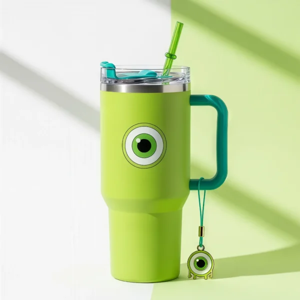 👁️ Copo Térmico Mike Wazowski Verde Monstro 1,15 L + Pingente Brinde