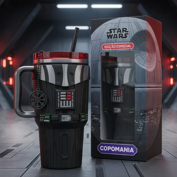 🌌 Copo Térmico Star Wars Darth Vader + Pingente Império 1,15 L