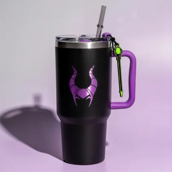 🟣 Copo Térmico Malévola Encantamento Sombrio 1,15 L + Pingente Brinde