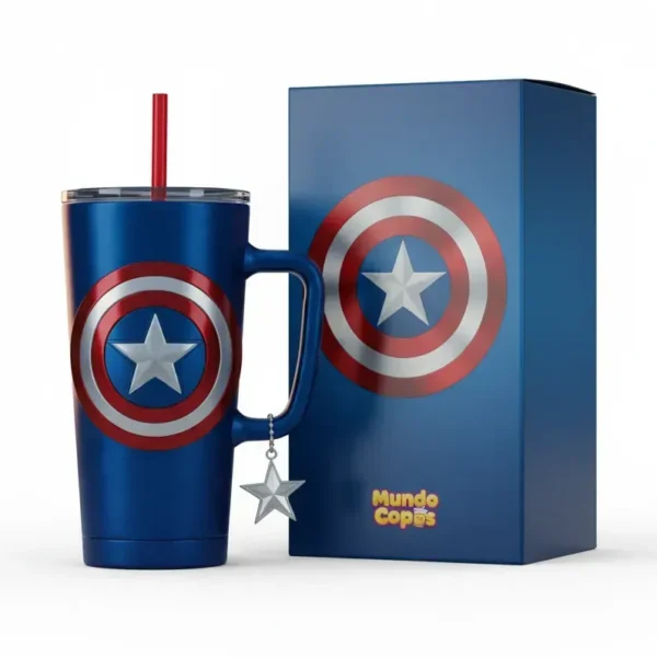 ⭐ Copo Térmico “Capitão América” + Pingente Sentinela da Liberdade 1,15 L