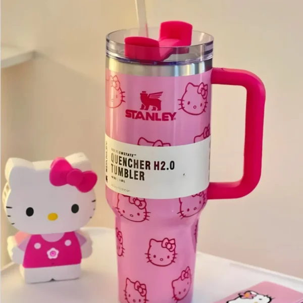 Copo Térmico Hello Kitty 1.2L + Canudo Com Pingente