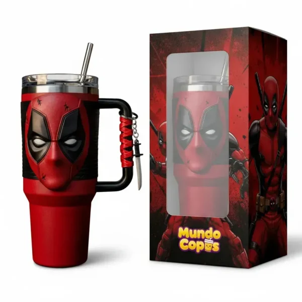 🔴 Copo Térmico Deadpool Filme 1,15 L + Pingente Brinde