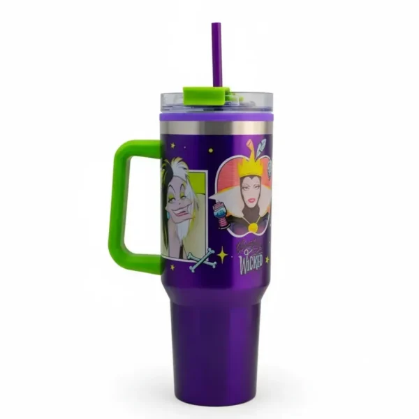 Copo Térmico Disney Vilãs com Alça + Canudo