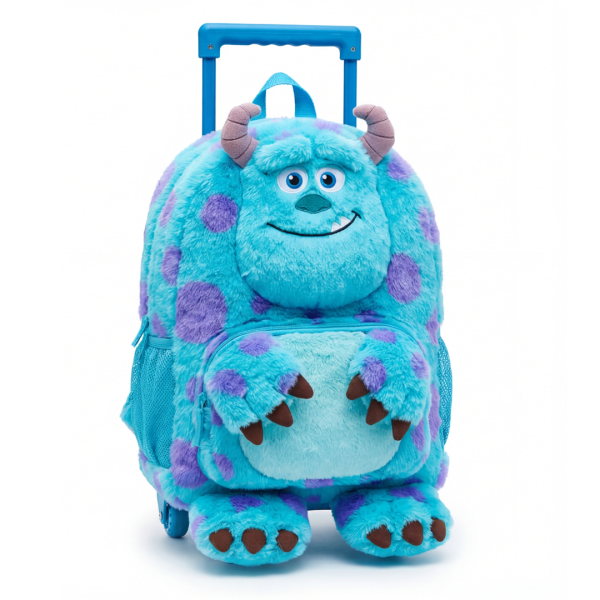 Mochila de Rodinhas Infantil Pelúcia 3D Sullivan Fofão (Monstros S.A.)