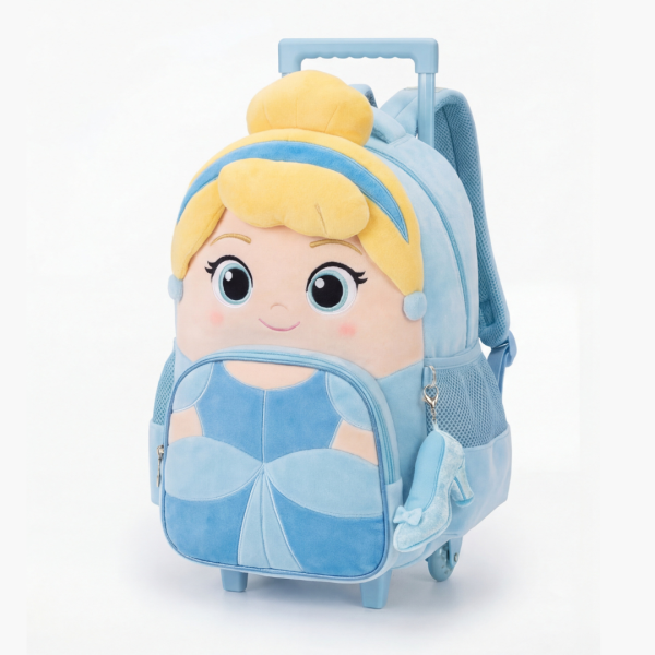 Mochila de Rodinhas Infantil Pelúcia 3D Cinderela