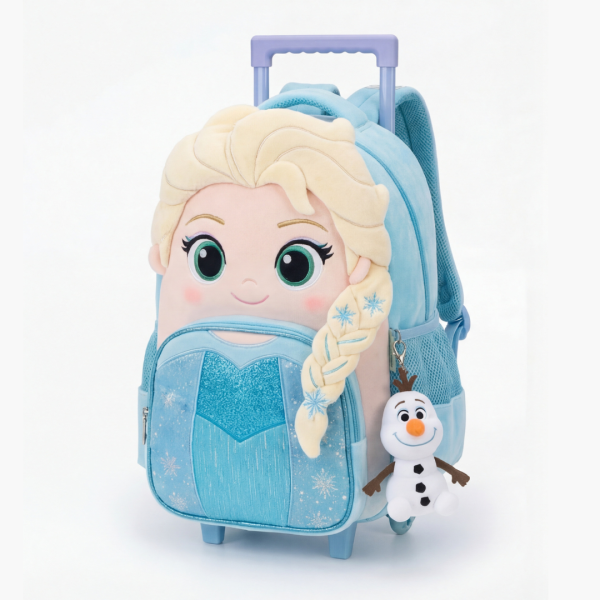 Mochila de Rodinhas Infantil Pelúcia 3D Elsa (Frozen)