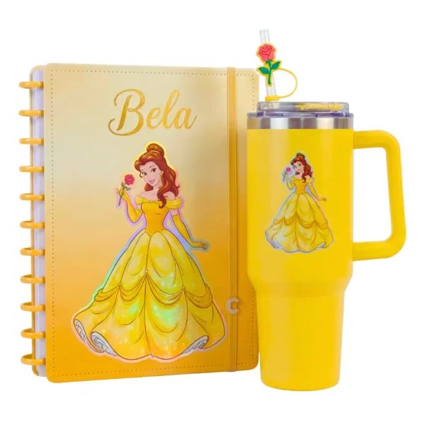(Compre e ganhe GRÁTIS) Caderno Inteligente Bela e a Fera + Copo Térmico Bela e a Fera