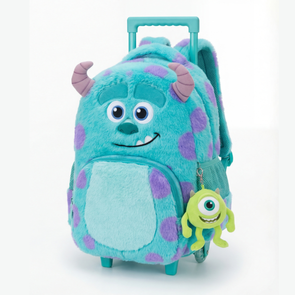Mochila de Rodinhas Infantil Pelúcia 3D Sully (Monstros S.A.)