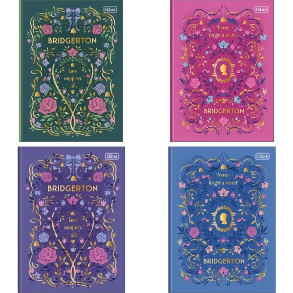 KIT 4 Caderno Brochura Colegial Bridgerton (160 Folhas Cada)
