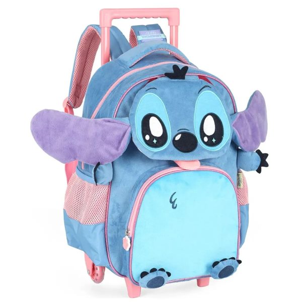 Mochila com Rodas Pelúcia 3D Stitch