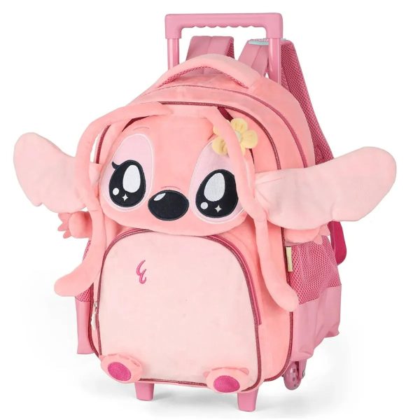 Mochila com Rodas Pelúcia 3D Angel